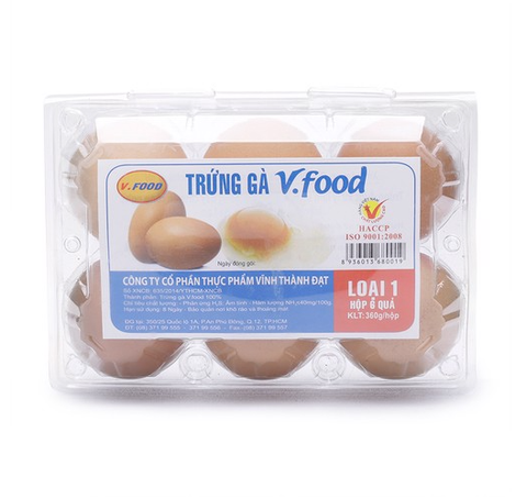 Trứng Gà Loại 1 Vfood (6 quả/hộp)