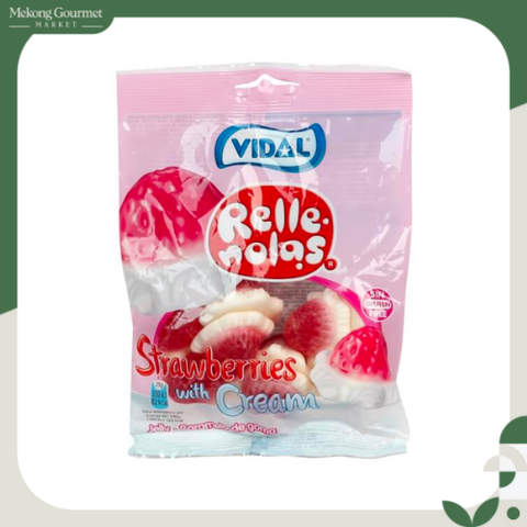 Kẹo dẻo hương dâu và kem nhân thạch Vidal 100gr