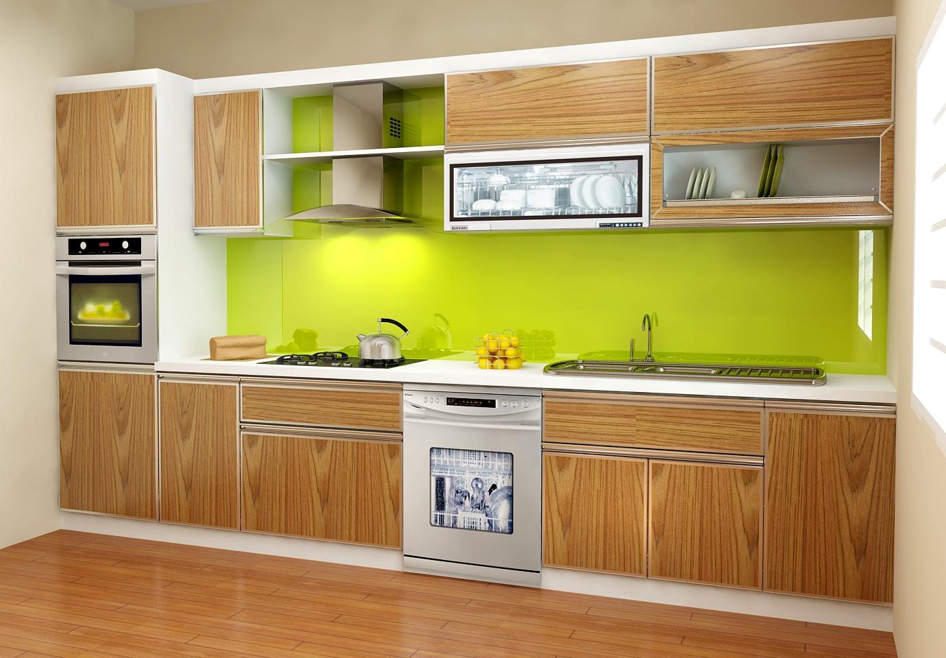 Nhà bếp gỗ công nghiệp phủ veneer