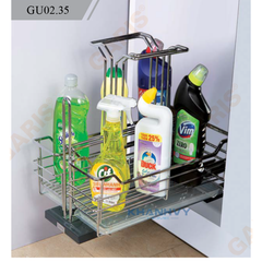 Giá để chất tẩy rửa, nan vuông kết hợp tròn, bề mặt mạ chrome GU02.35