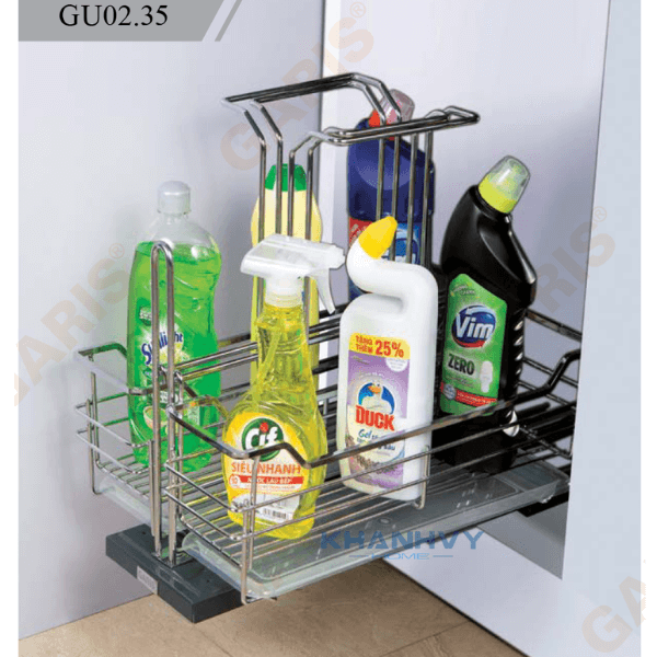 Giá để chất tẩy rửa, nan vuông kết hợp tròn, bề mặt mạ chrome GU02.35