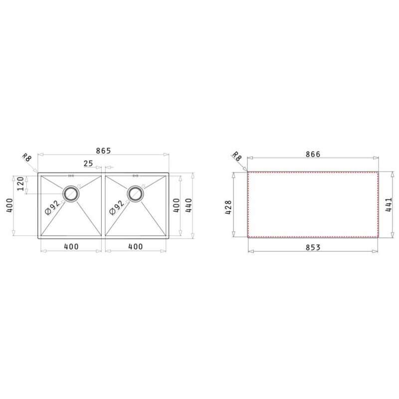 Chậu rửa chén Pyramis TETRAGON 2B 0100092001