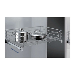 Kệ xoong nồi inox nan âm tủ - gắn cánh, ray giảm chấn Eurogold EG6180