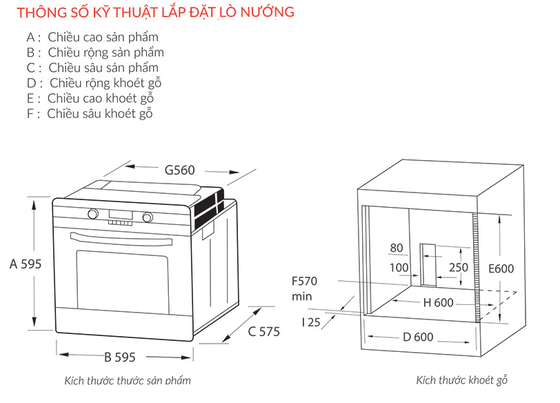 Thông số kích thước lò nướng Eurosun EOV65DE chính hãng tại Khánh Vy Home