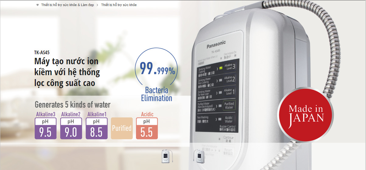 Máy lọc nước tạo ion kiềm TK-AS45 diệt khuẩn 99%