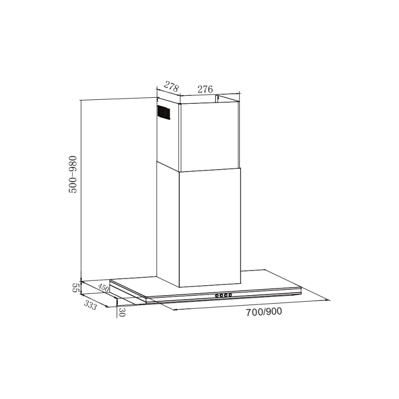 Thông số kích thước máy hút mùi Eurosun EH-70AF75