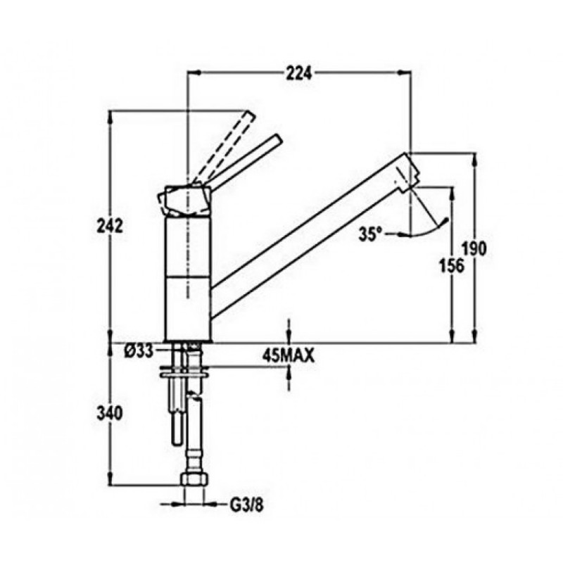Thông số kích thước vòi rửa chén AUK 913 509130217