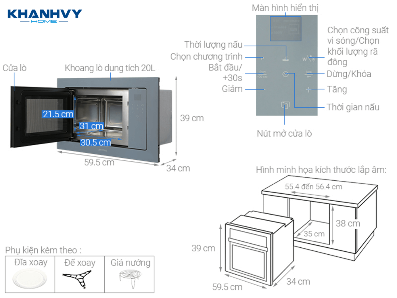 Thông số kỹ thuật của Lò vi sóng kết hợp nướng SMEG FMI120S2 536.34.192