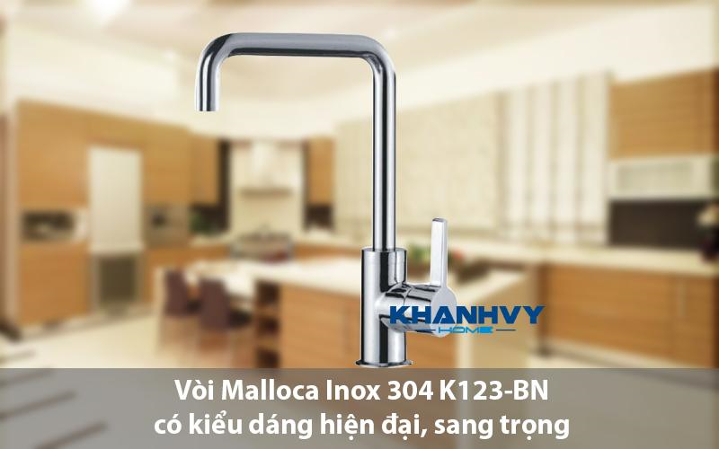 Vòi Malloca Inox 304 K123-BN có kiểu dáng hiện đại, sang trọng