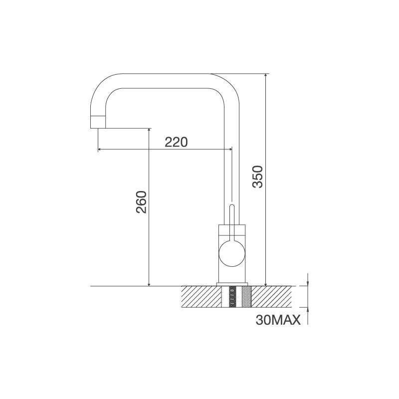 Thông số kích thước vòi Malloca Inox 304 K123-BN