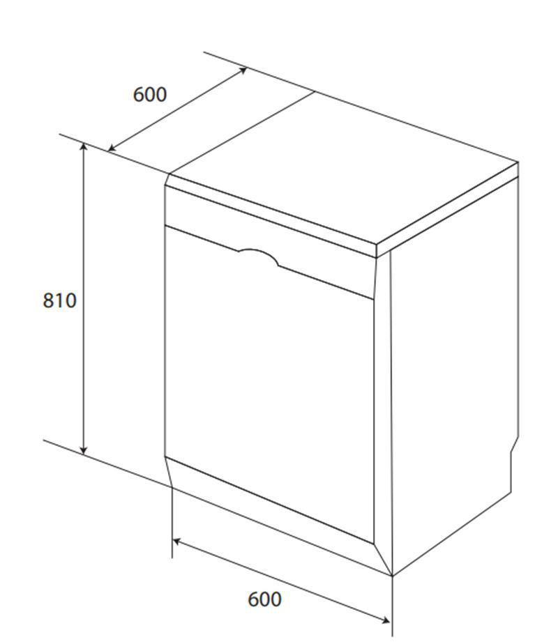  Hình kỹ thuật thông số chi tiết của máy rửa chén âm toàn phần KAFF KF-BISW12