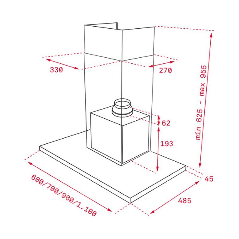 Kích thước lắp đặt máy hút khử mùi Teka DLH 986T 40487182