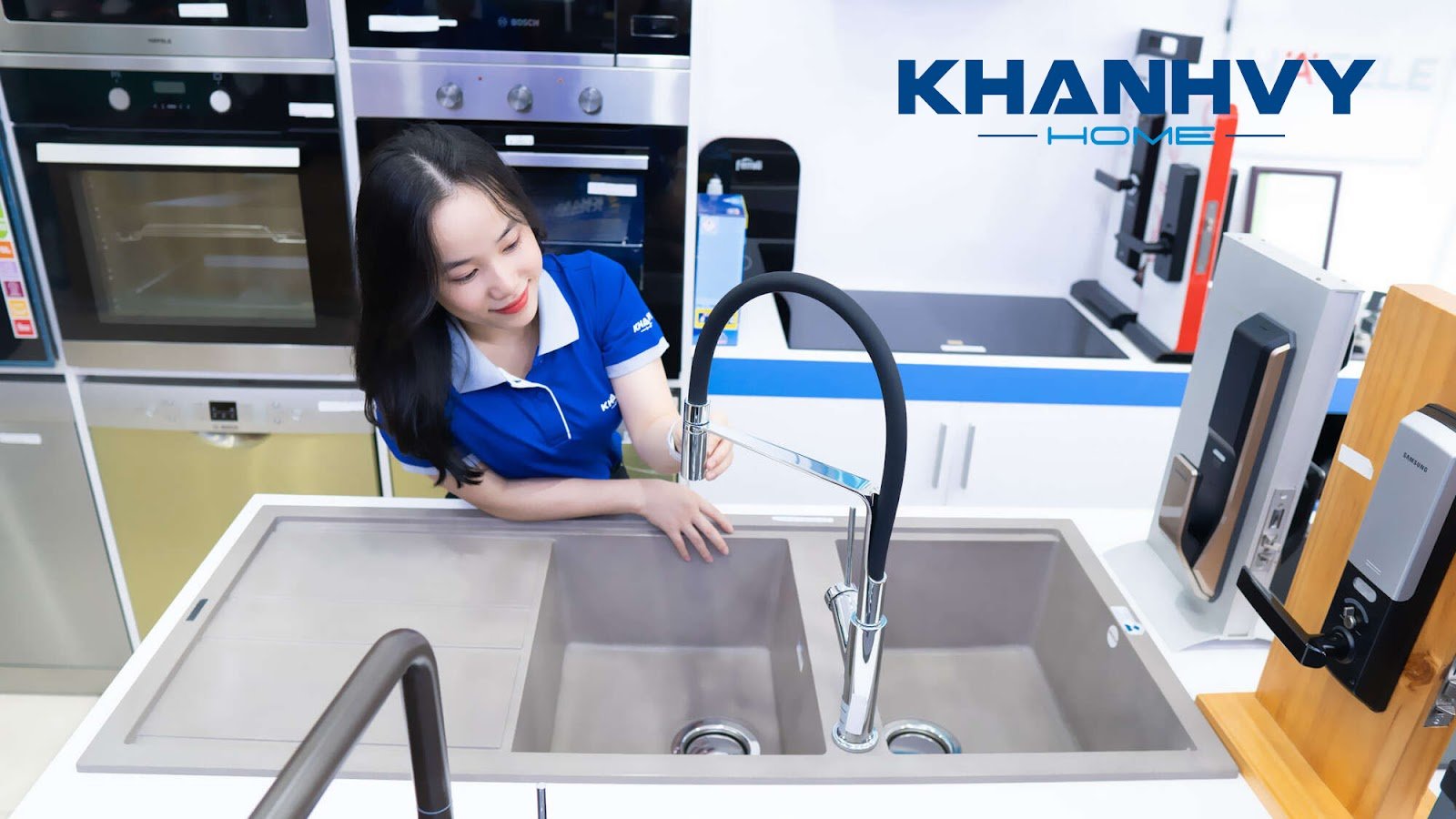 Ngoài chậu rửa inox, Khánh Vy Home còn cung cấp các loại chậu rửa đá cao cấp