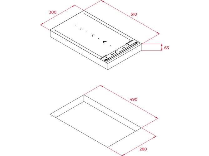 Kích thước lắp đặt bếp từ IZS 34600 112500000