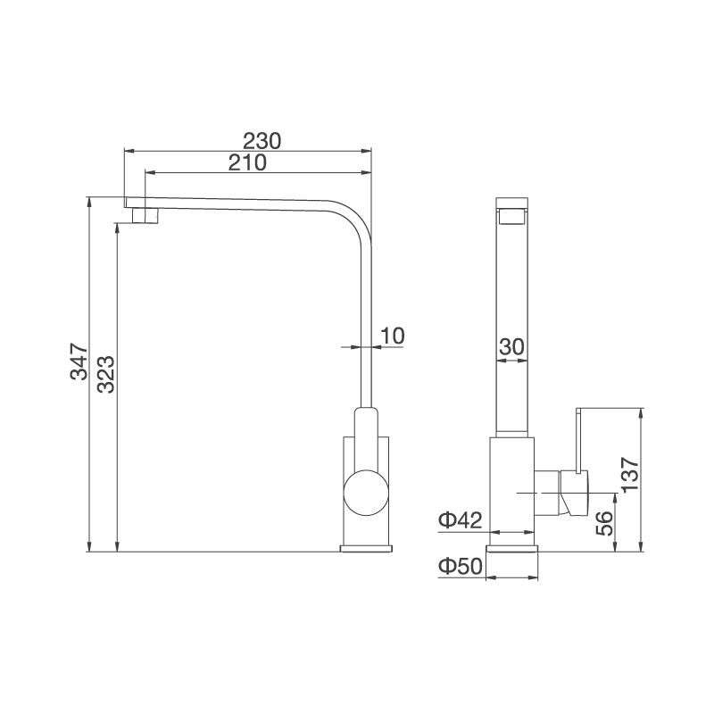 Thông số kích thước vòi Malloca Inox 304 K589-S