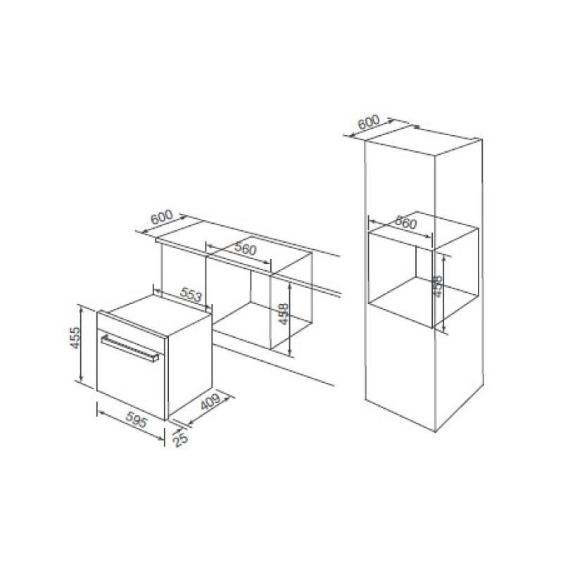 Kích thước lắp đặt lò hấp Malloca MST-35CP