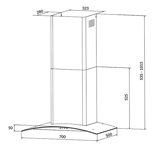 Thông số kích thước máy hút mùi Eurosun EH-70K21B