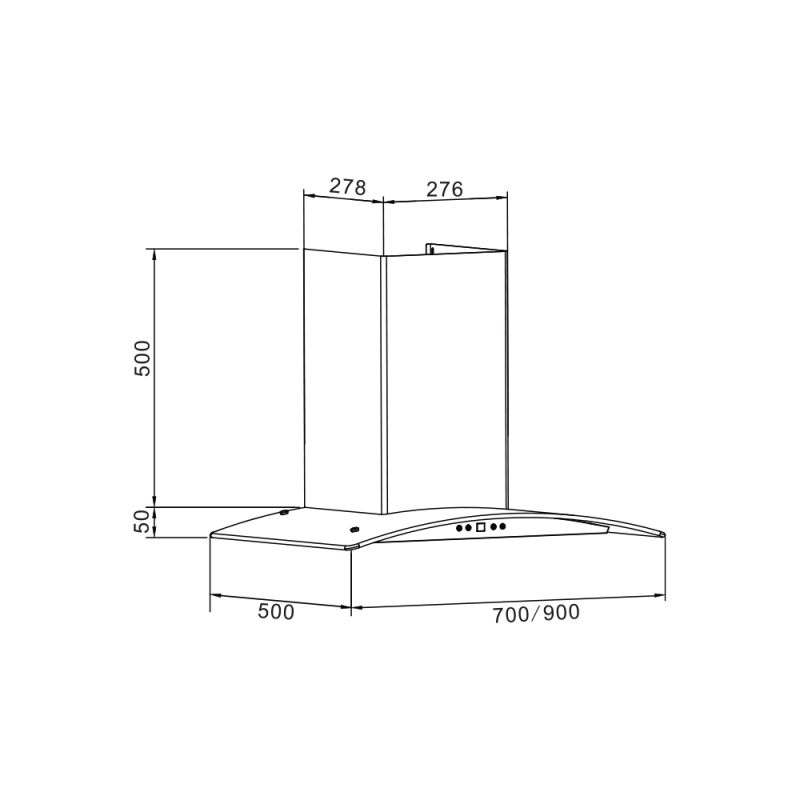 Thông số kích thước máy hút mùi Eurosun EH-70K27S