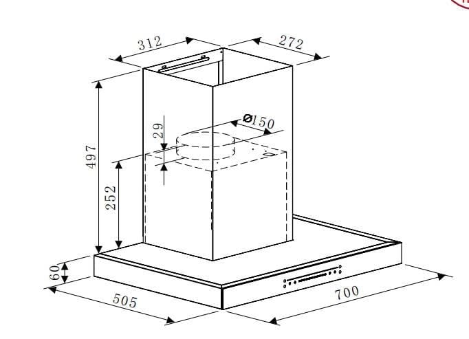 Máy hút mùi gắn tường Hafele HC-W705B 533.87.377