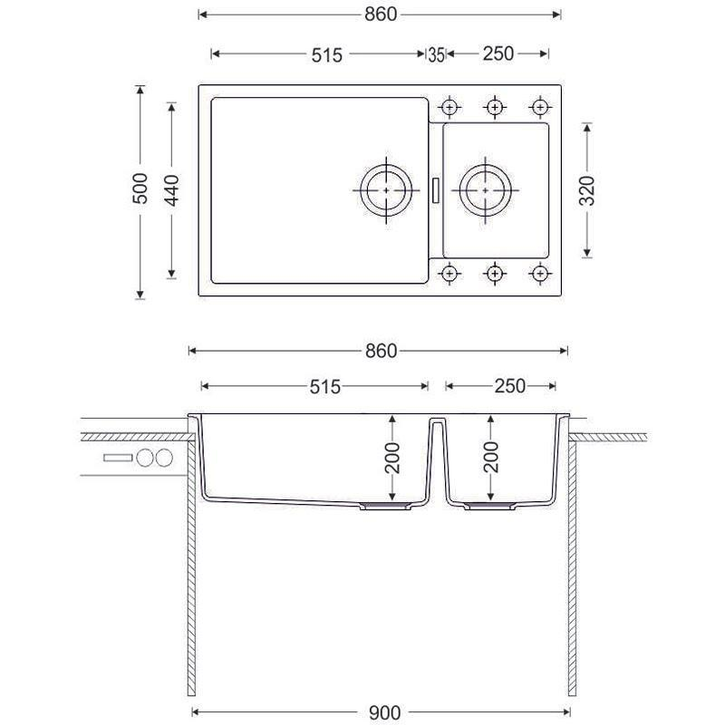 chậu rửa chén ENC2 Nera (03) sơ đồ