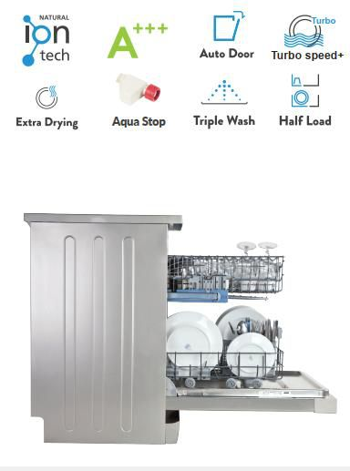  Máy rửa chén Eurosun SMS80EU16E với thiết kế trang nhã, bảng điều khiển điện tử hiện đại, dễ sử dụng