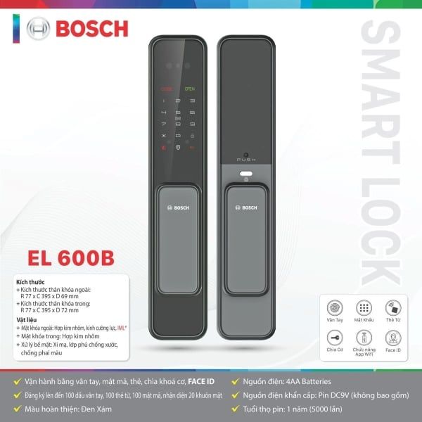 Khóa điện tử Bosch EL600B EU Gray