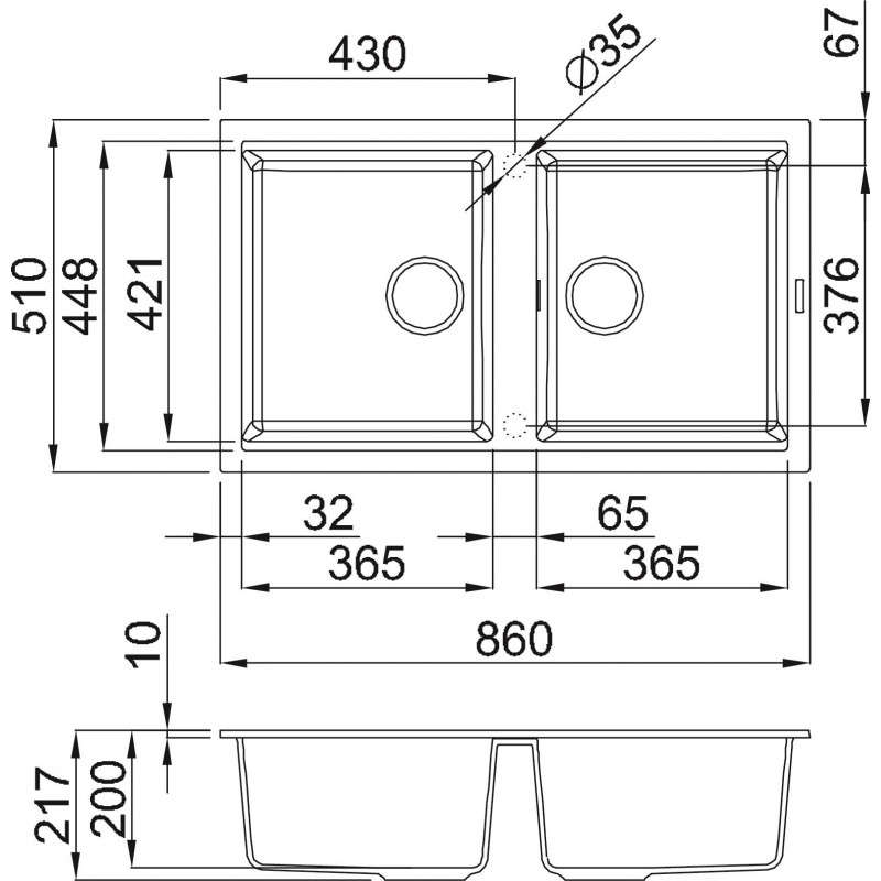 Chậu rửa chén BIANCO G-45062 bản vẽ