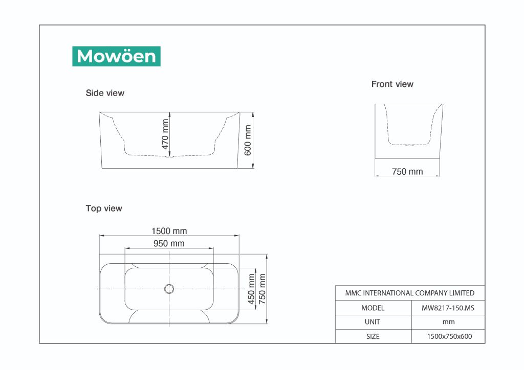 Bồn tắm Mowoen MW8217 – 150.MS