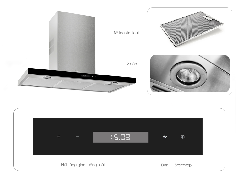 Máy hút mùi DH 785 T có bảng điều khiển cảm ứng