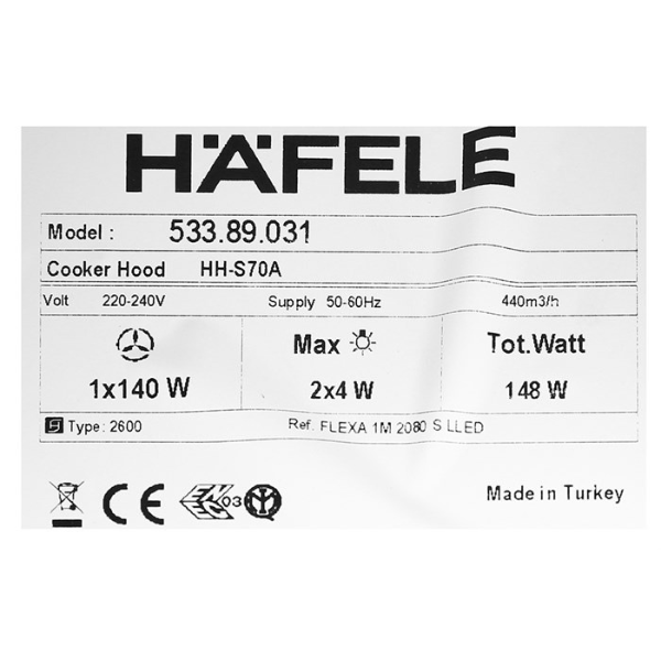Máy hút mùi Hafele HH-S70A 533.89.031 âm tủ