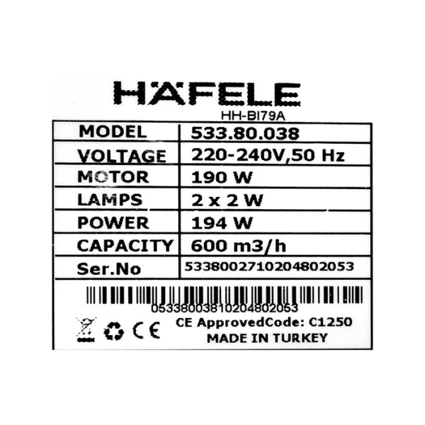 Máy hút mùi âm tủ Hafele HH-BI79A 533.80.038