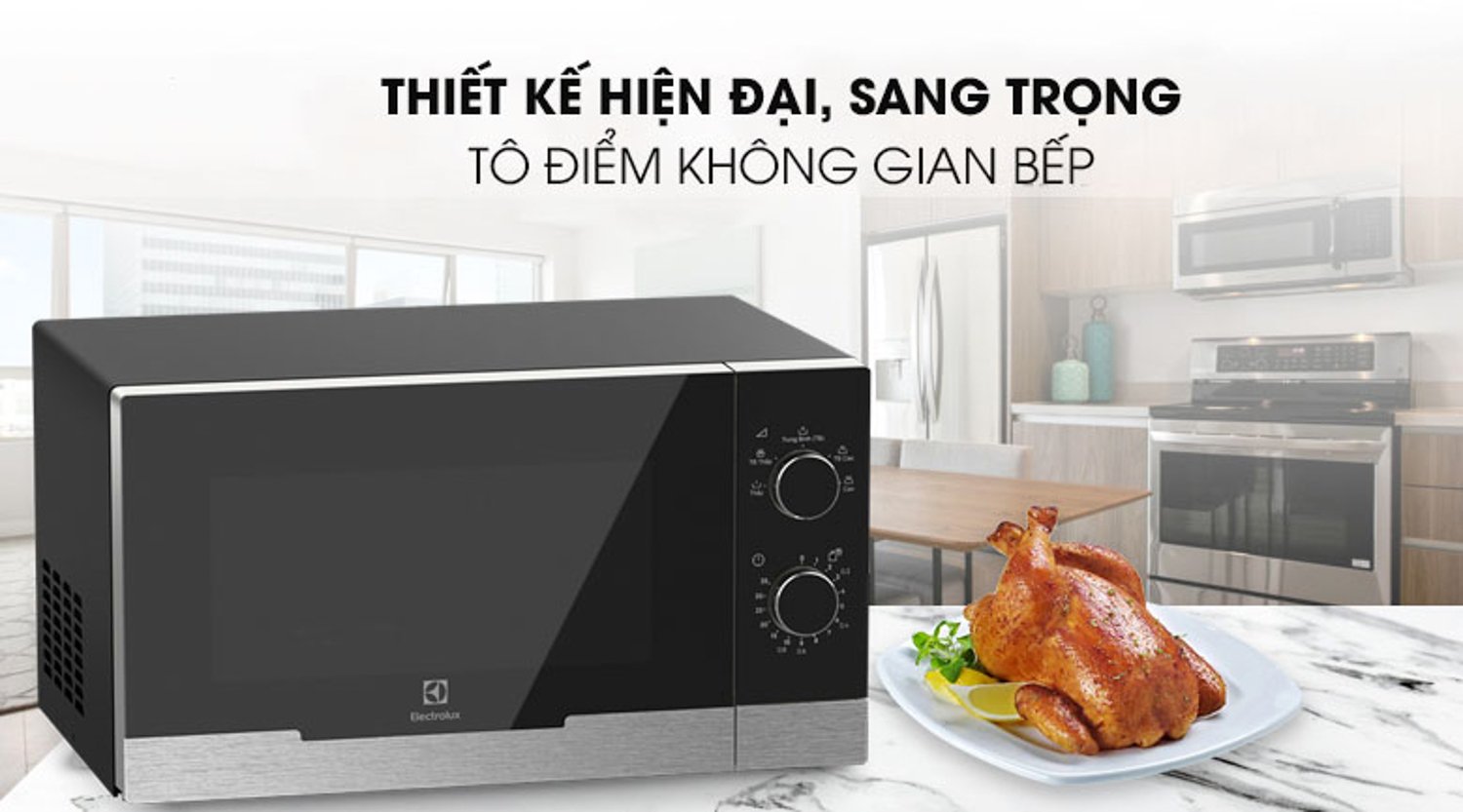 Lò vi sóng để bàn 23L Electrolux EMM23KI9EBP |A điều khiển nút vặn đơn giản