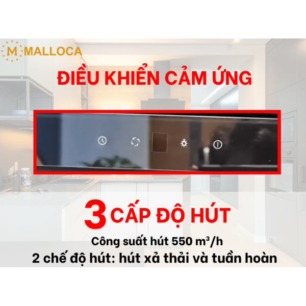 Máy hút khói khử mùi âm tủ Malloca MH 90BTC