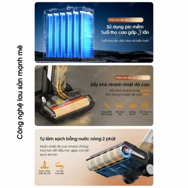 Máy hút bụi Tineco Floor One Switch S6 lau sàn khô ướt