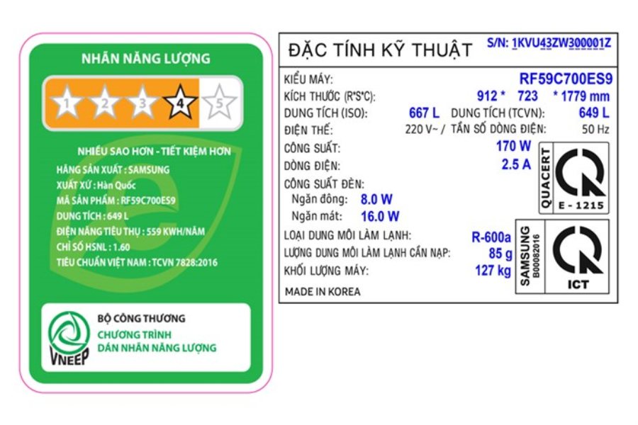 Tủ lạnh 4 cửa Samsung RF59C700ES9/SV 649 lít