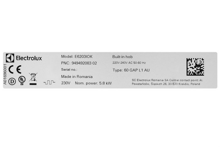 Bếp từ Electrolux E6203IOK nhập khẩu châu Âu