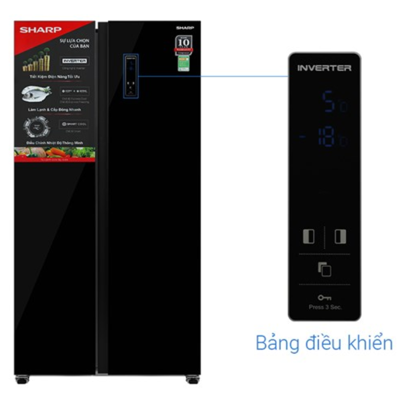 Tủ lạnh Sharp SJ-SBX440VG-BK Side By Side màu đen