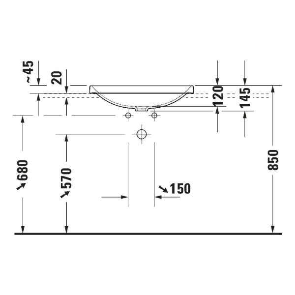 Chậu lavabo dương vành Duravit D-Neo 0358600079