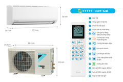 Máy lạnh Daikin FTKB25ZVMV/RKB25ZVMV Inverter 1 chiều 9.200 BTU 1HP