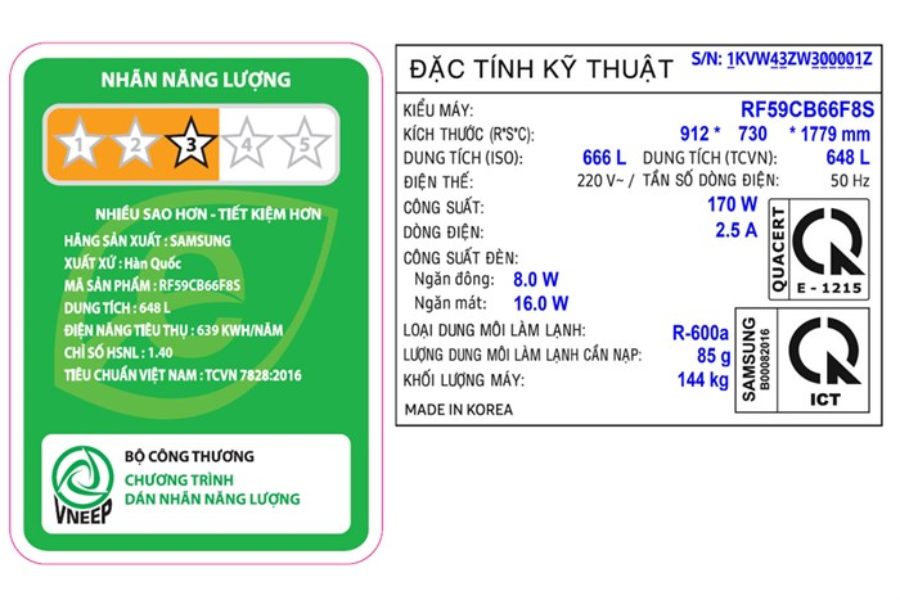 Tủ lạnh 4 cửa Samsung Bespoke RF59CB66F8S/SV 648 lít
