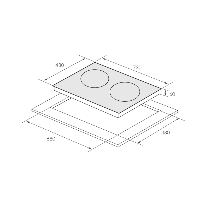  Kích thước bếp và kích thước khoét đá lắp đặt bếp điện từ Eurosun EU-T710PRO