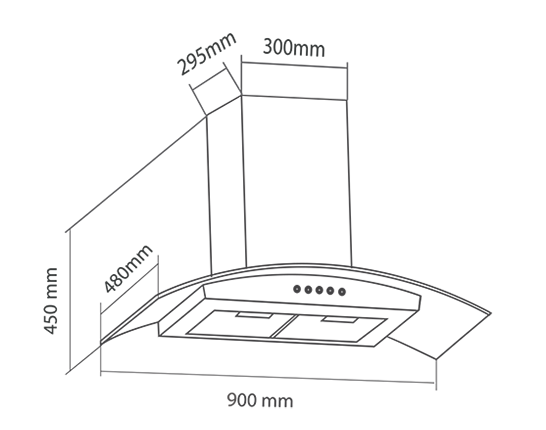 Thông số kích thước máy hút mùi Eurosun EH-90K10