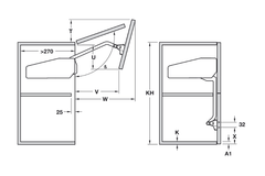 Bộ hộp lực FREE FOLD-S,H5FS Hafele 372.38.664