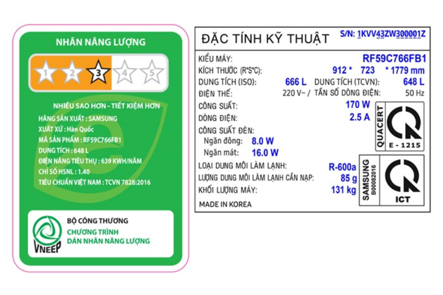 Tủ lạnh 4 cửa Samsung RF59C766FB1/SV 648 lít