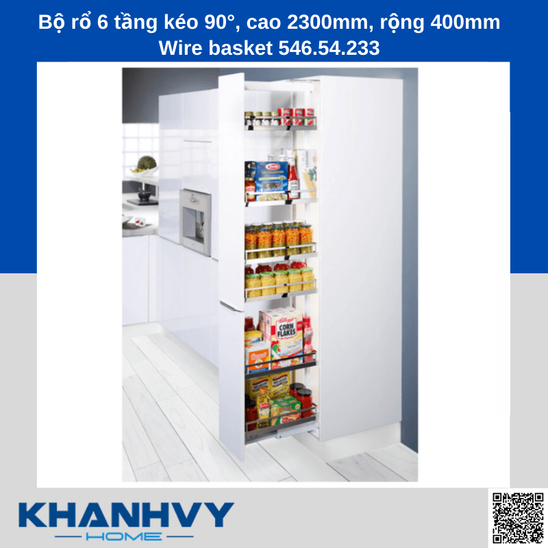 Bộ rổ 6 tầng kéo 90°, cao 2300mm, rộng 400mm Wire basket 546.54.233 chính hãng tại Khánh Vy Home
