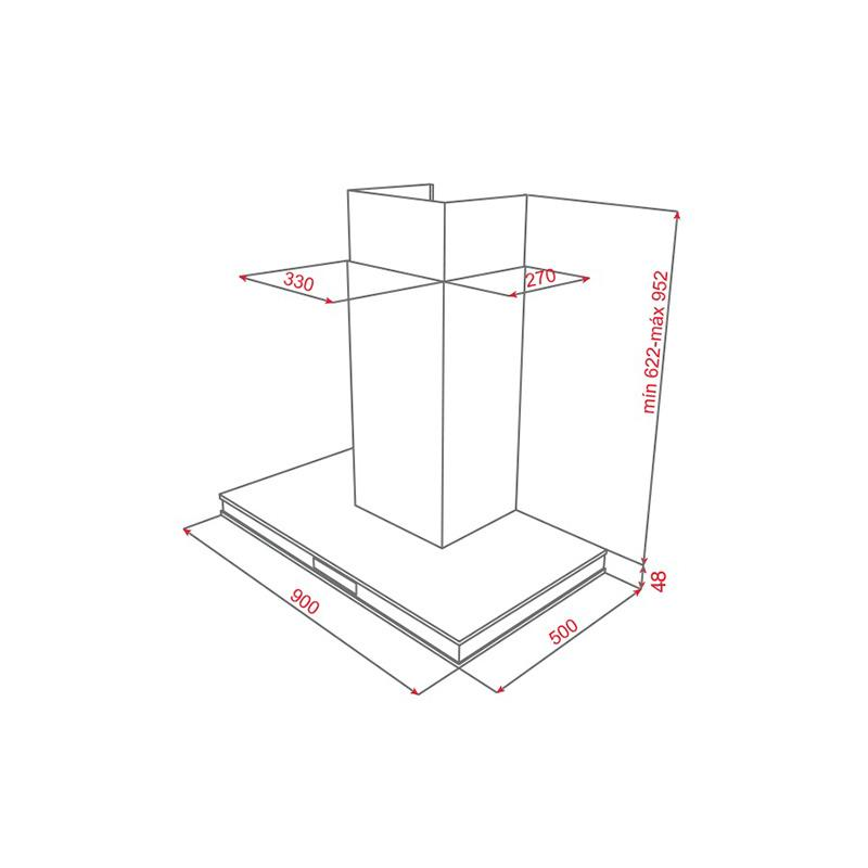 Kích thước lắp đặt Máy hút mùi DHC 90 40487500