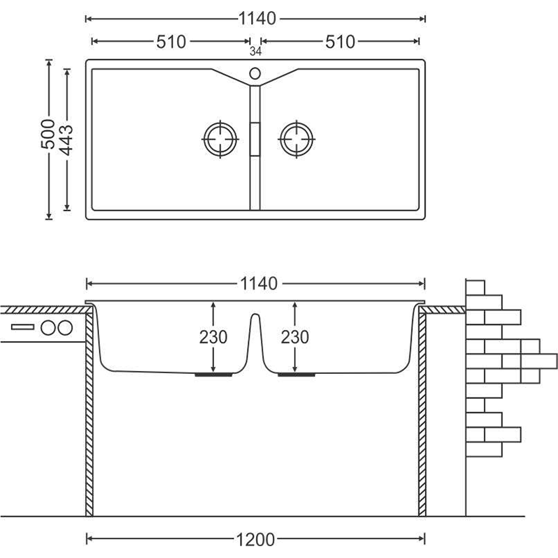Chậu rửa chén Carysil LAC1 Arena (10) sơ đồ