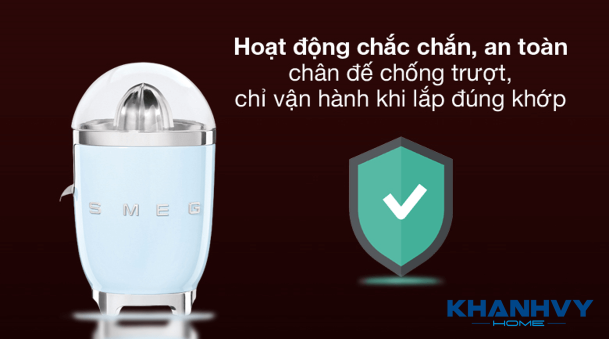Các bộ phận của máy vắt cam SMEG CJF01PBEU 535.43.648 đều được làm từ những chất liệu cao cấp và bền bỉ, đảm bảo an toàn cho sức khỏe