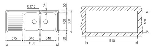 Chậu rửa chén Teka Classic 2B 1D 10119023 sơ đồ