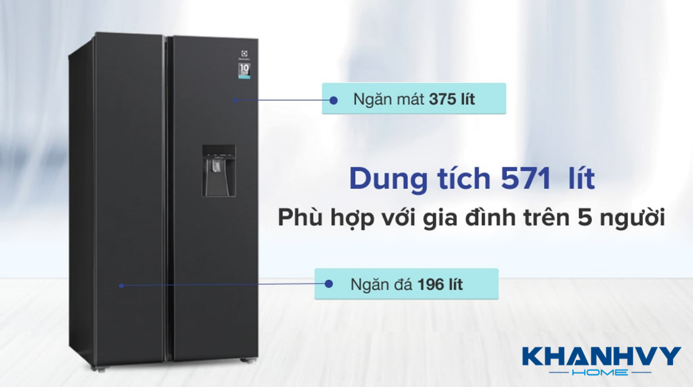 Với dung tích lớn, tủ lạnh đáp ứng tốt nhu cầu sử dụng của gia đình có từ 5 thành viên trở lên